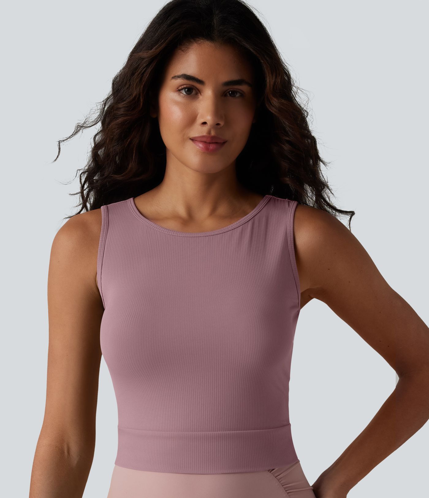 Ribbed Knit Tie-back Cool Touch Anti-odor Yoga Tank Top-UPF40+