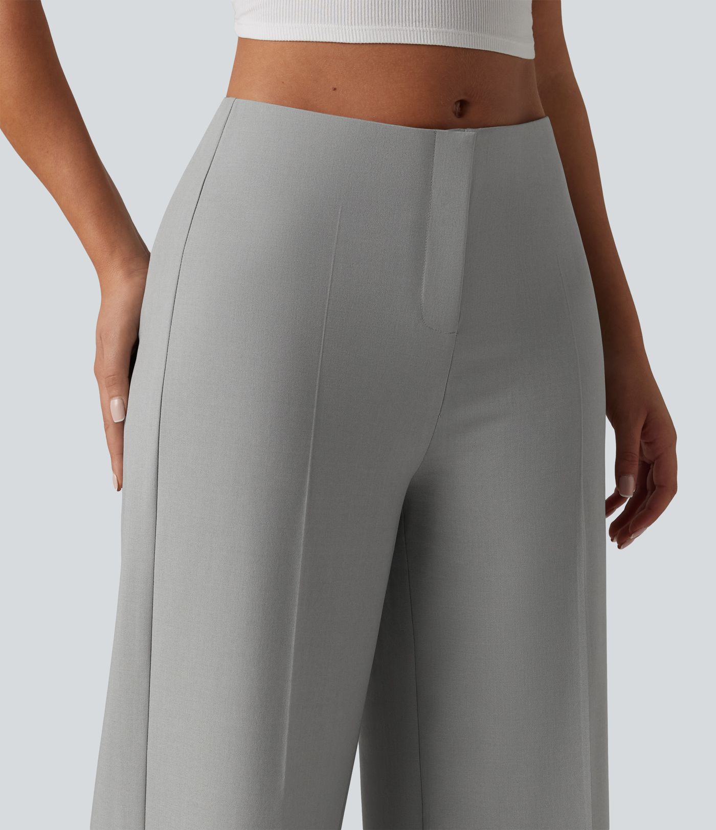 Low Rise Wide Leg Work Tailored Pants with Pockets