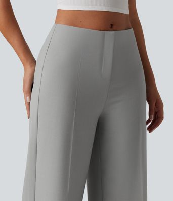 Low Rise Wide Leg Work Tailored Pants with Pockets