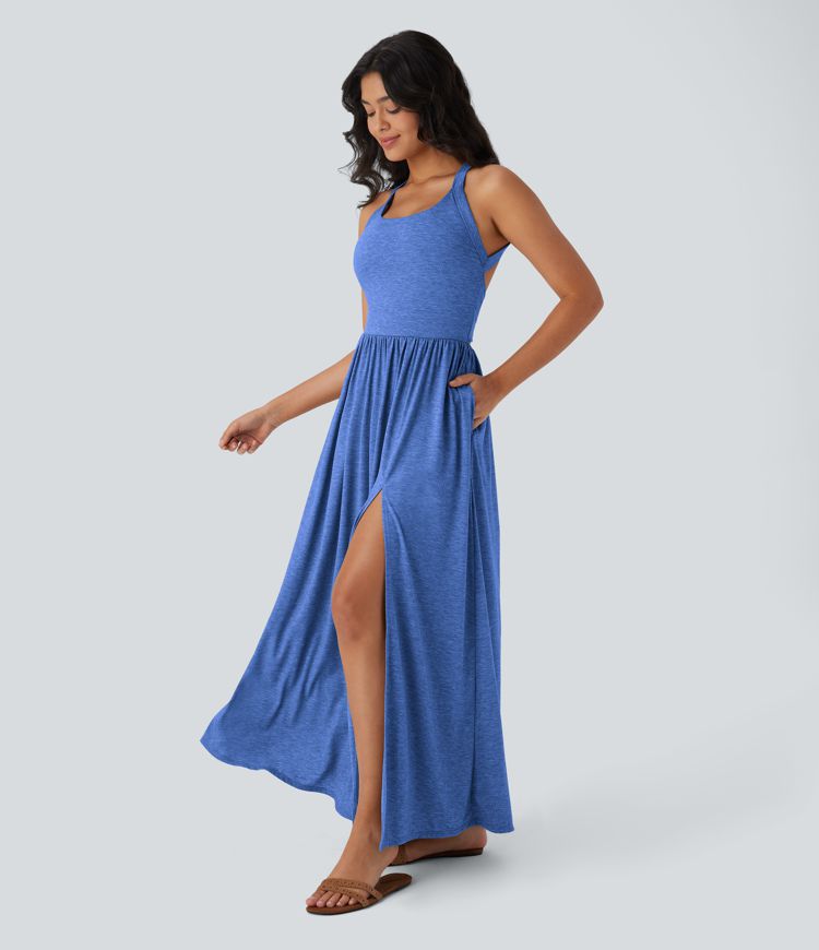 Vestido Maxi Fluido con Bolsillos