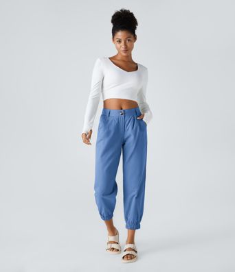Mid Rise Casual Cotton Joggers with Pockets
