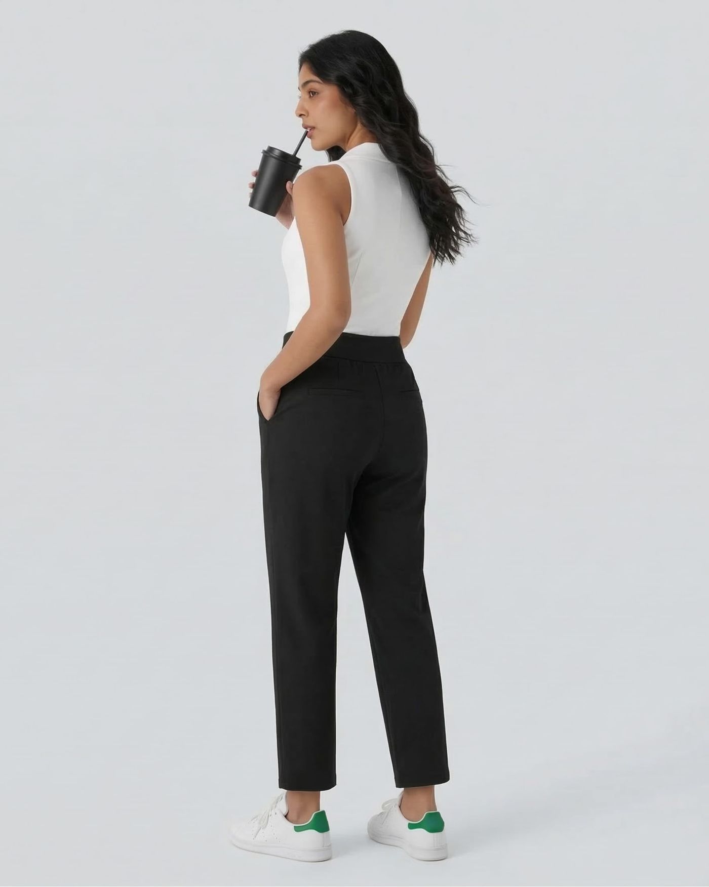 Pantalon de golf séchage rapide, taille mi-haute, avec poches et poche tee, UPF40+