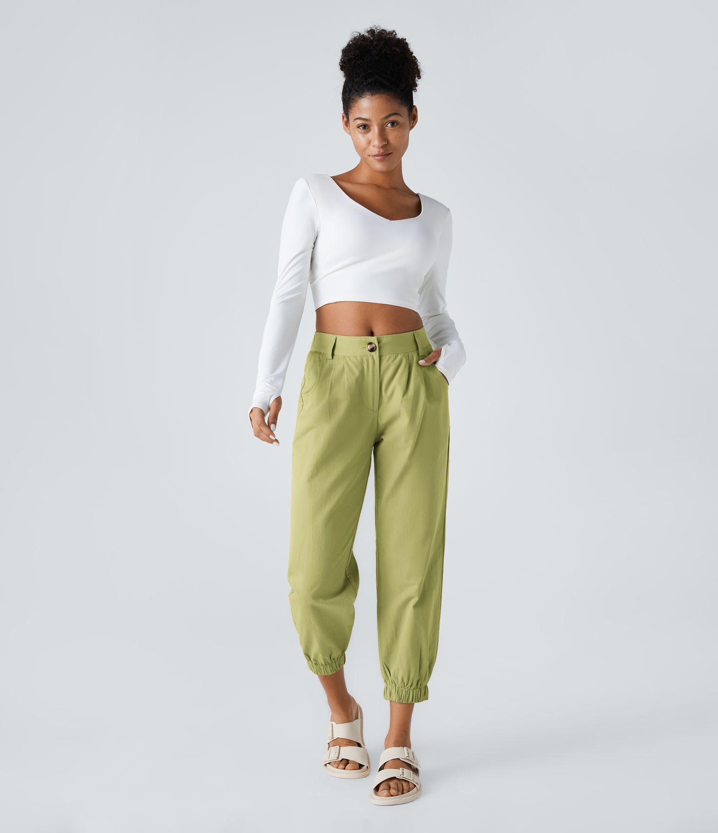 Mid Rise Casual Cotton Joggers with Pockets Mid Rise Casual Cotton Joggers with Pockets