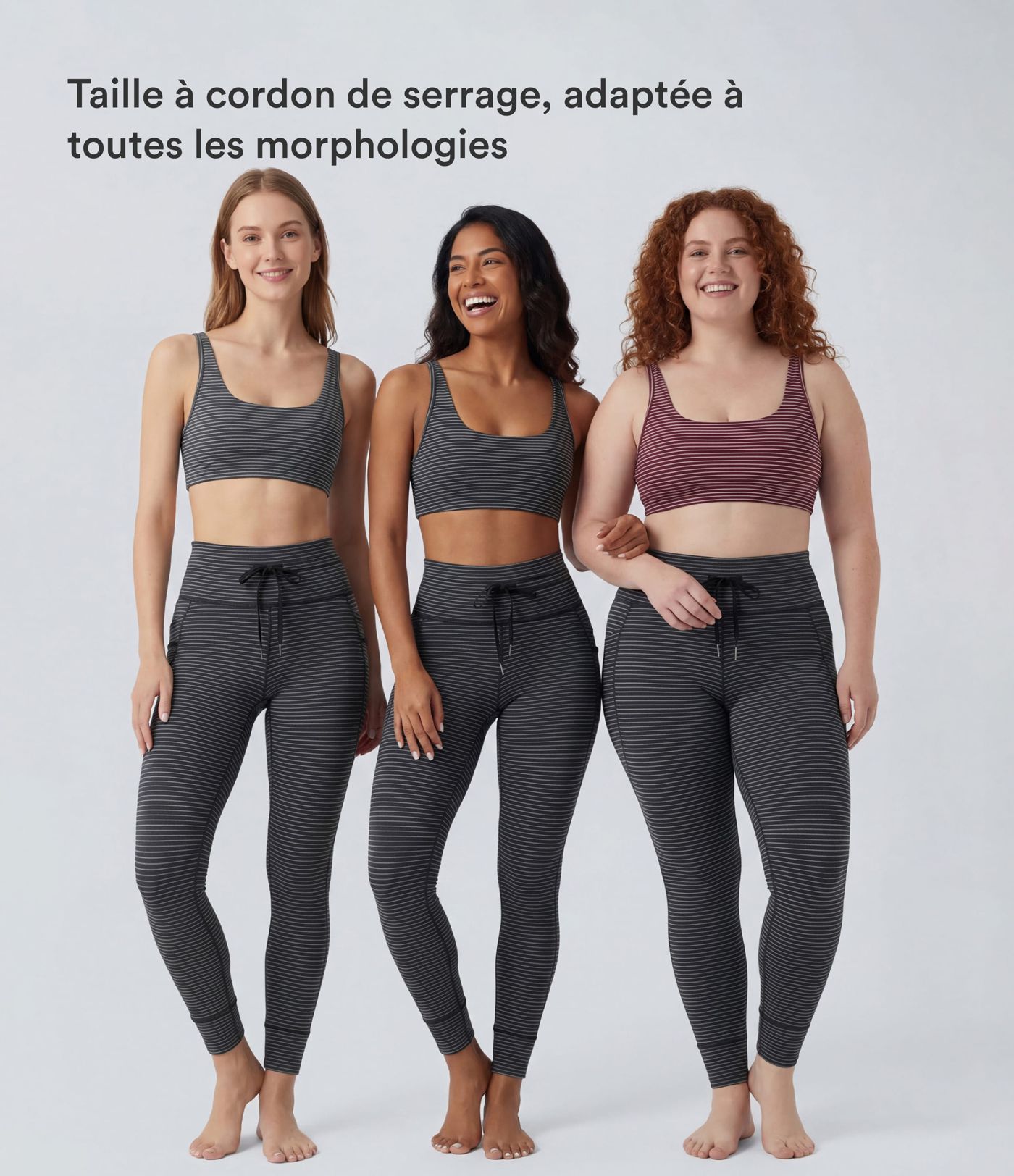 Leggings de yoga de cintura alta con rayas y bolsillos