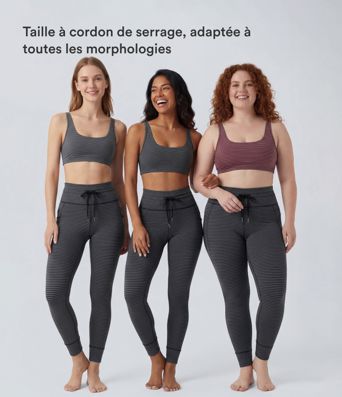 Leggings de yoga de cintura alta con rayas y bolsillos