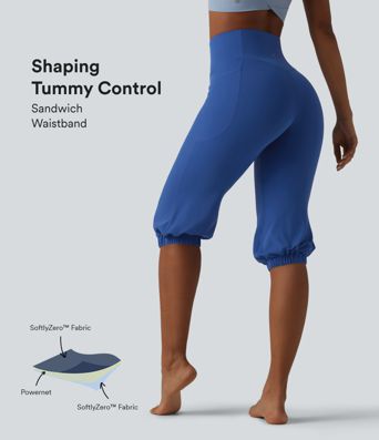SoftlyZero™ High Waisted Tummy Control Pedal Pushers Dance Balloon Joggers with Pockets