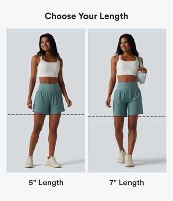 2-in-1 Yoga-Shorts mit superhohem Bund, mehreren Taschen und Bauchkontrolle - schnelltrocknend, 17,8 cm