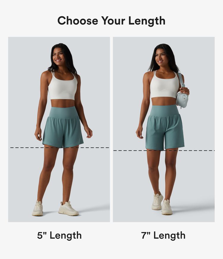 2-in-1 Yoga-Shorts mit superhohem Bund, mehreren Taschen und Bauchkontrolle - schnelltrocknend, 17,8 cm