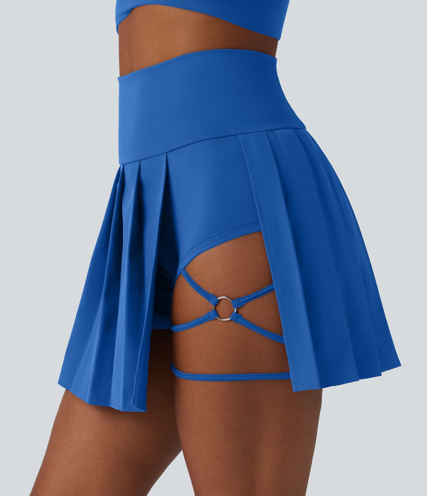 Breezeful™ High Waisted Pleated 2-in-1 Asymmetric Hem Quick Dry Mini Dance Skirt with Pockets-Longer Length Breezeful™ High Waisted Pleated 2-in-1 Asymmetric Hem Quick Dry Mini Dance Skirt with Pockets-Longer Length