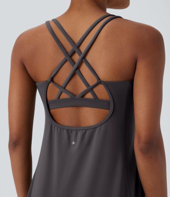 SoftlyZero™ Plush Cut Out Pocket 2-Piece Mini Yoga Active Dress