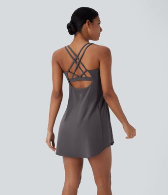 SoftlyZero™ Plush Cut Out Pocket 2-Piece Mini Yoga Active Dress