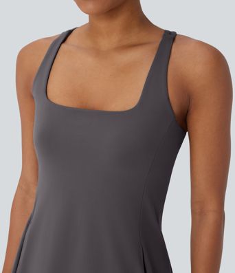SoftlyZero™ Plush Cut Out Pocket 2-Piece Mini Yoga Active Dress
