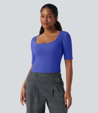 SoftlyZero™ Airy Scoop Neck Short Sleeve Cool Touch Work T-Shirt