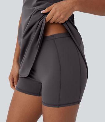 SoftlyZero™ Plush Cut Out Pocket 2-Piece Mini Yoga Active Dress