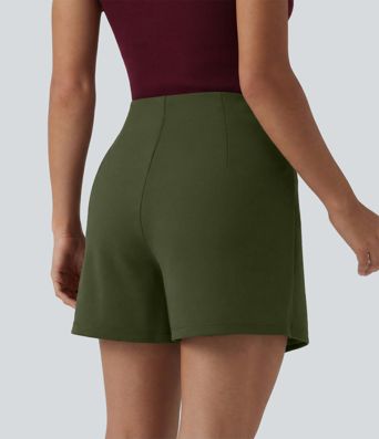 Wrinkle-resistant High Waisted Longer Mini Work Skort
