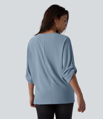Wrinkle-resistant V Neck Long Sleeve Work Blouse