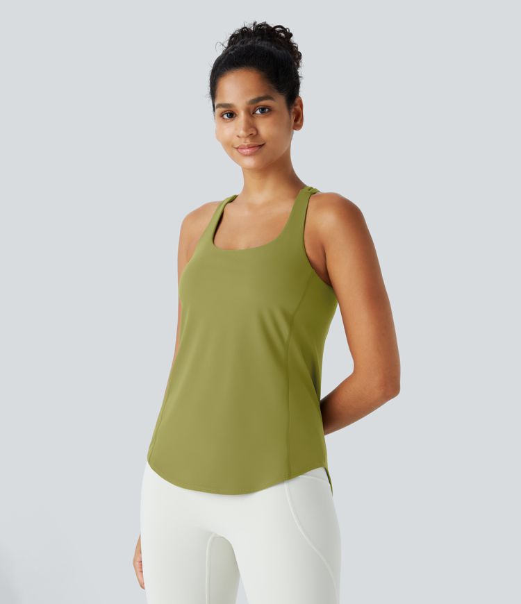 Halara UltraSculpt™ Round Neck Curved Hem Workout Tank Top