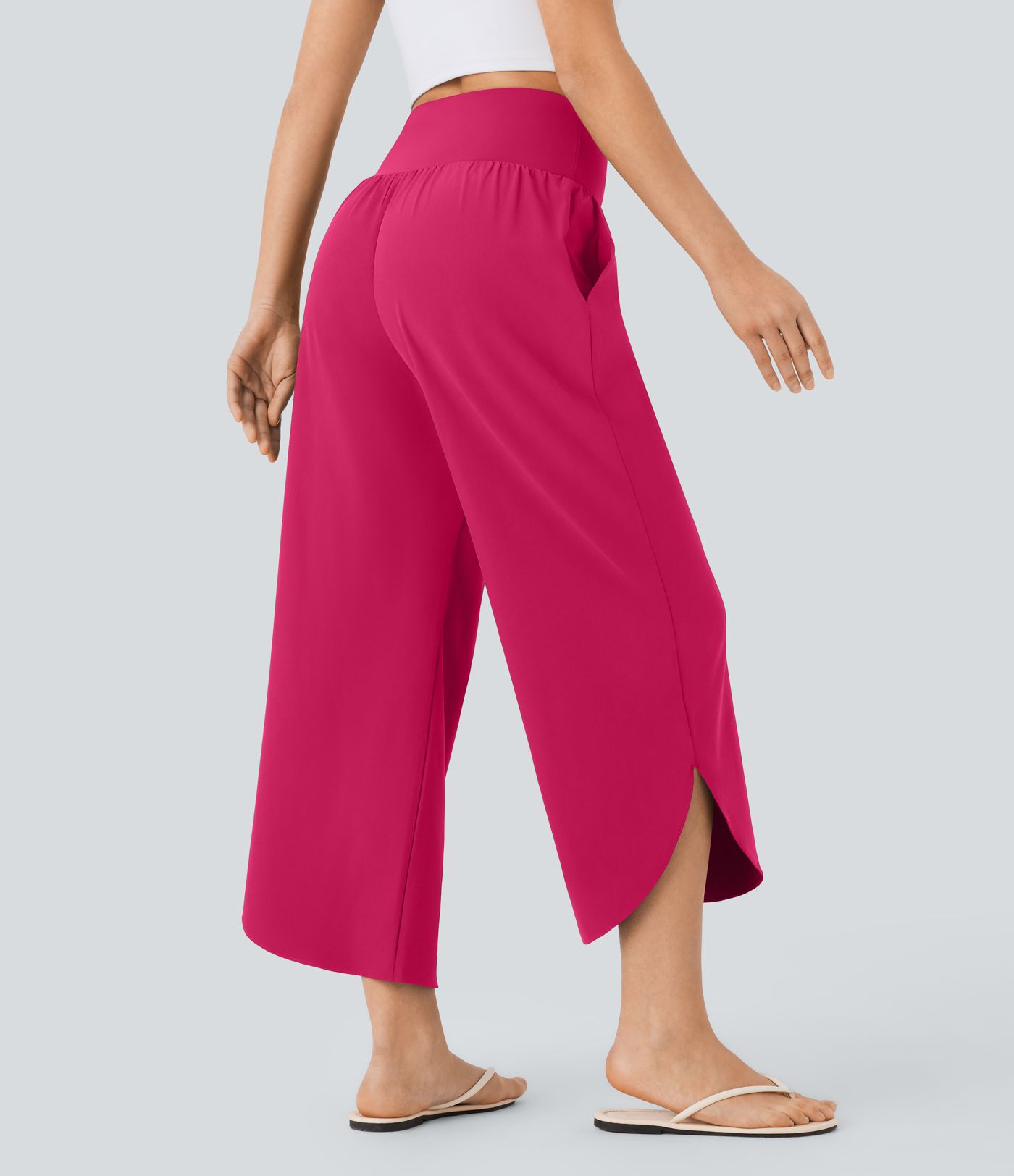 Breezeful™ High Waisted Tummy Control Split Hem Quick Dry Resort Pants with Pockets