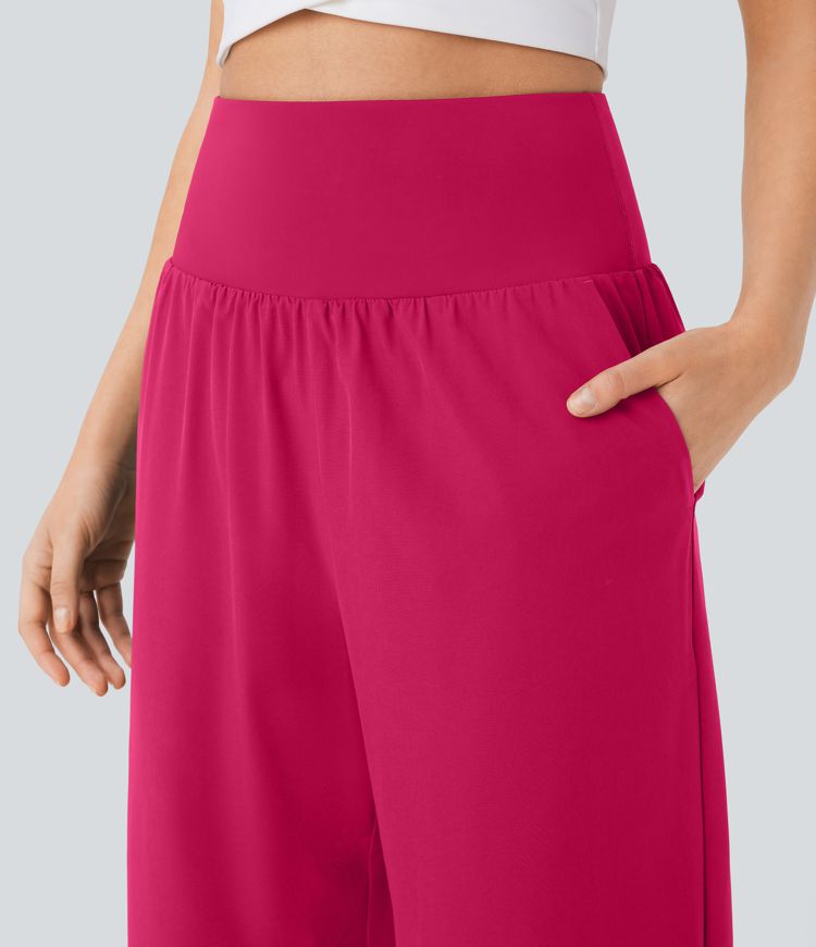 Breezeful™ High Waisted Tummy Control Split Hem Quick Dry Resort Pants with Pockets