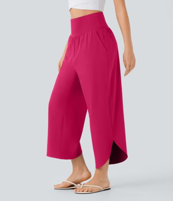 Breezeful™ High Waisted Tummy Control Split Hem Quick Dry Resort Pants with Pockets