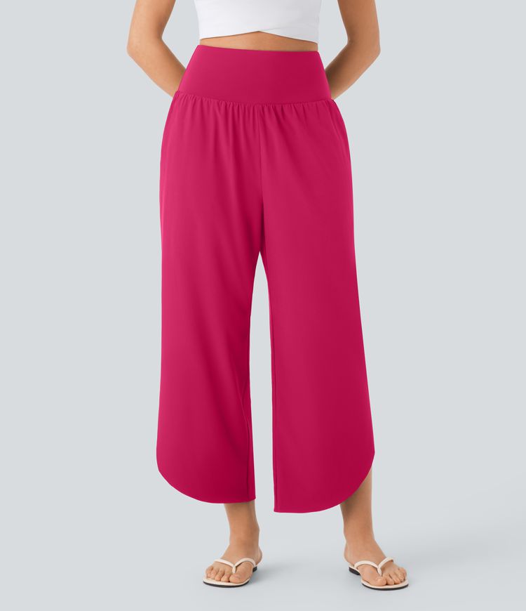 Breezeful™ High Waisted Tummy Control Split Hem Quick Dry Resort Pants with Pockets