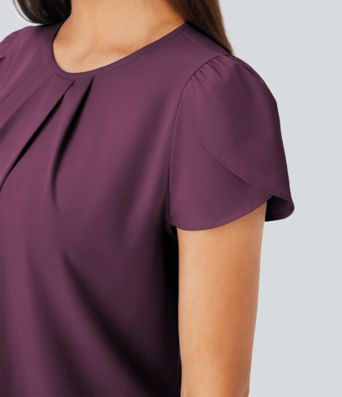 Breezeful™ Round Neck Short Sleeve Keyhole Back Quick Dry Work Top Breezeful™ Round Neck Short Sleeve Keyhole Back Quick Dry Work Top