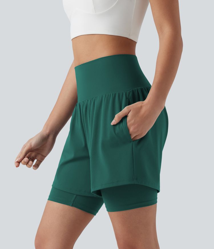 SoftlyZero™ Airy Super High Waisted 2-in-1 Cool Touch Yoga Shorts 7'' with Pockets