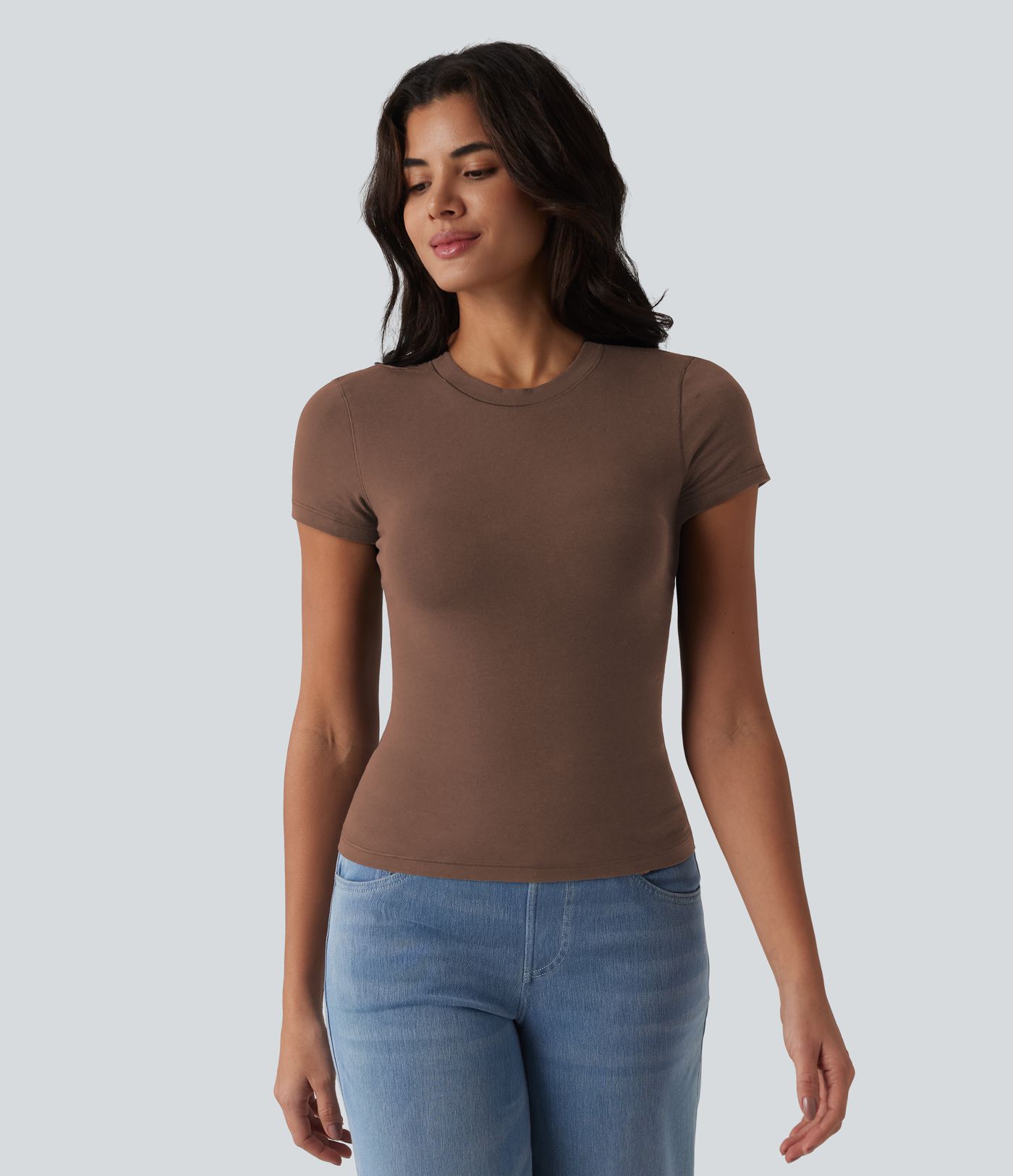 Halara Cotton Jersey Crew Neck Short Sleeve Casual T-Shirt Halara Cotton Jersey Crew Neck Short Sleeve Casual T-Shirt