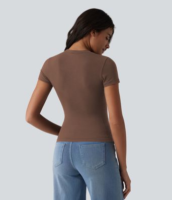 Halara Cotton Jersey Crew Neck Short Sleeve Casual T-Shirt Halara Cotton Jersey Crew Neck Short Sleeve Casual T-Shirt