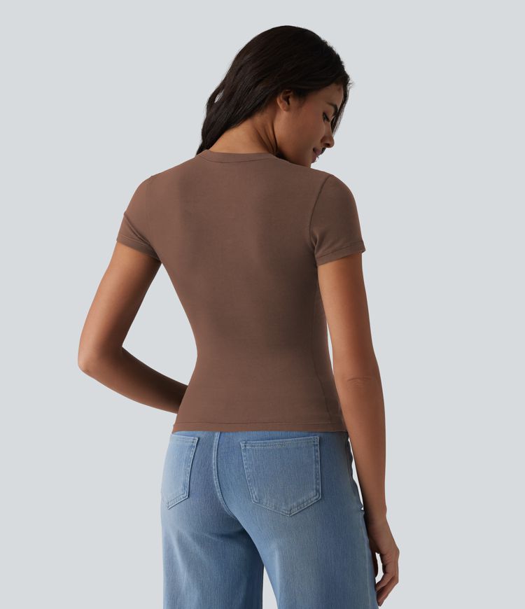 Halara Cotton Jersey Crew Neck Short Sleeve Casual T-Shirt Halara Cotton Jersey Crew Neck Short Sleeve Casual T-Shirt