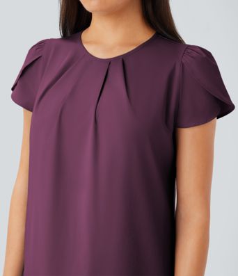 Breezeful™ Round Neck Short Sleeve Keyhole Back Quick Dry Work Top Breezeful™ Round Neck Short Sleeve Keyhole Back Quick Dry Work Top