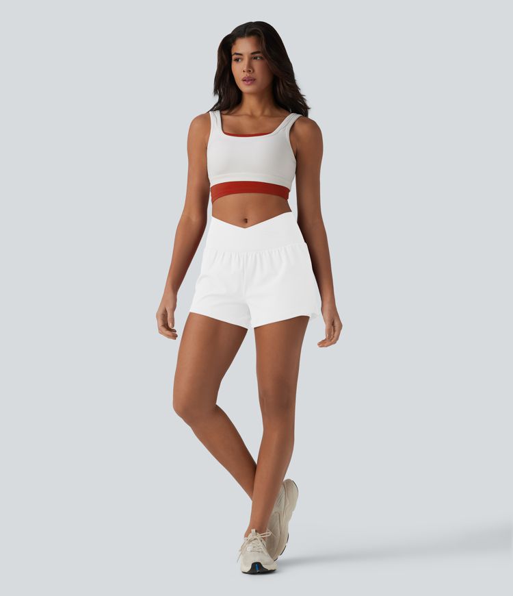 SoftlyZero™ Airy Crossover High Waisted 2-in-1 Cool Touch Yoga Shorts 3'' with Pockets SoftlyZero™ Airy Crossover High Waisted 2-in-1 Cool Touch Yoga Shorts 3'' with Pockets