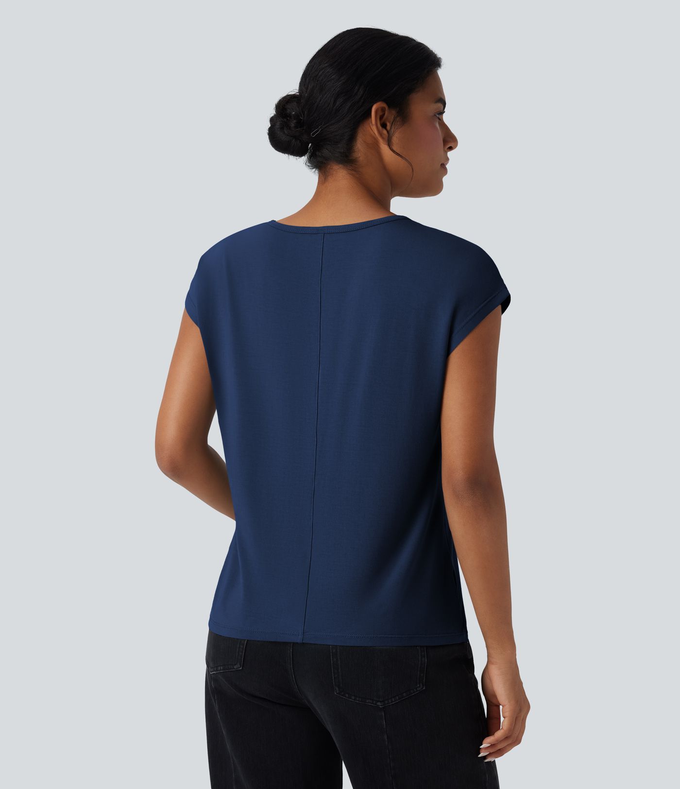 T-shirt casual col V manches courtes
