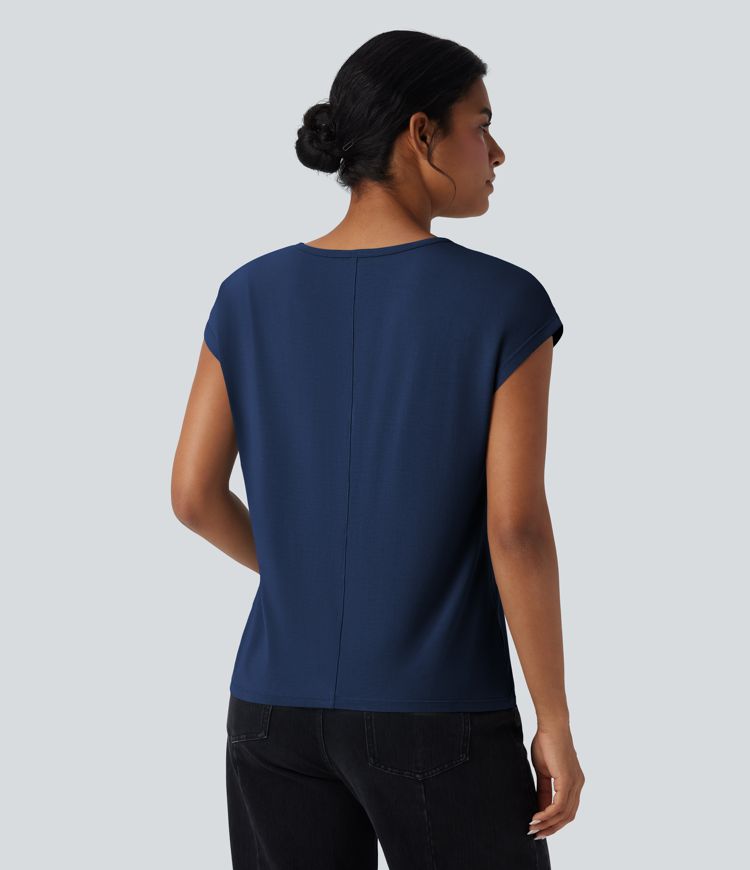 T-shirt casual col V manches courtes
