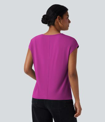 T-shirt casual col V manches courtes