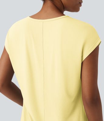 V-Ausschnitt Kurzarm Lässiges T-Shirt