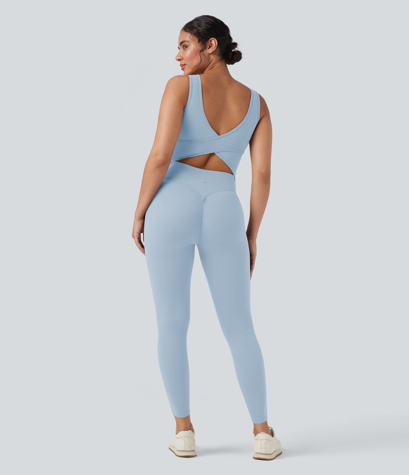 Halara UltraSculpt™ V Neck Tummy Control Butt Lifting Workout Jumpsuit with Pockets
