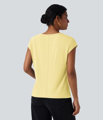 V-Ausschnitt Kurzarm Lässiges T-Shirt