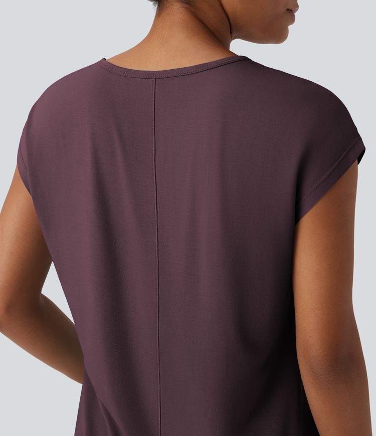 T-shirt casual col V manches courtes