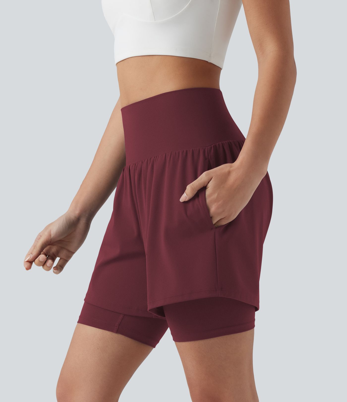 SoftlyZero™ Airy Super High Waisted 2-in-1 Cool Touch Yoga Shorts 7'' with Pockets
