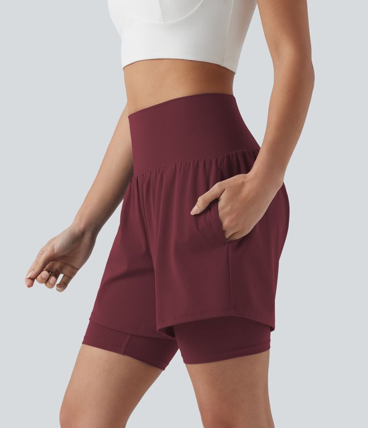 SoftlyZero™ Airy Super High Waisted 2-in-1 Cool Touch Yoga Shorts 7'' with Pockets