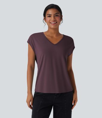 T-shirt casual col V manches courtes