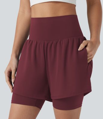 SoftlyZero™ Airy Super High Waisted 2-in-1 Cool Touch Yoga Shorts 7'' with Pockets