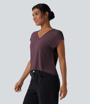 T-shirt casual col V manches courtes