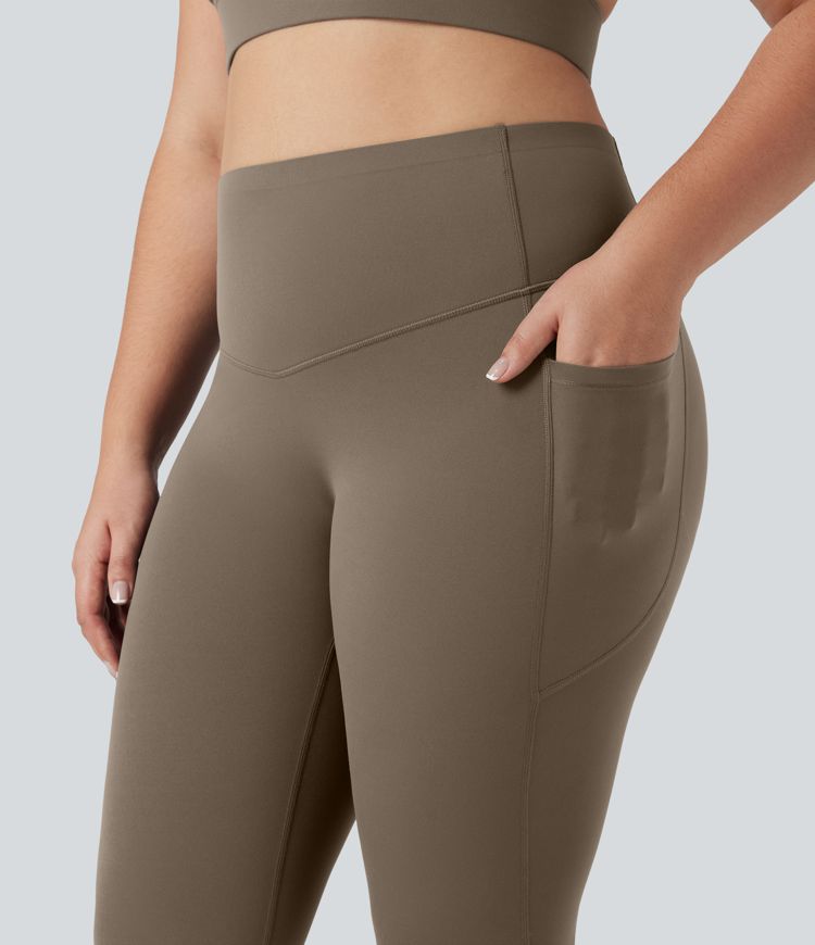 Große Größen Halara UltraSculpt™ SoCinched Capri-Trainingsleggings mit hohem Bund, poanhebend und bauchformend, mit Taschen