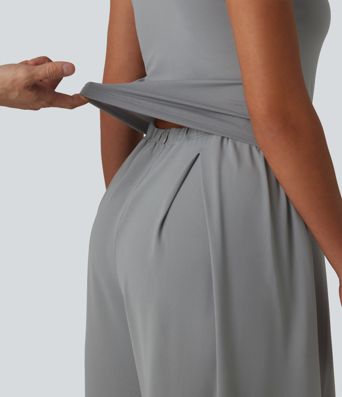 Square Neck Baggy Casual Jumpsuit with Pockets-Easy Peezy Edition