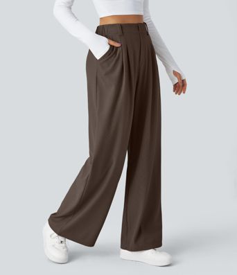 Halara Flex™ High Waisted Pocket Wide Leg Waffle Suit Work Pants