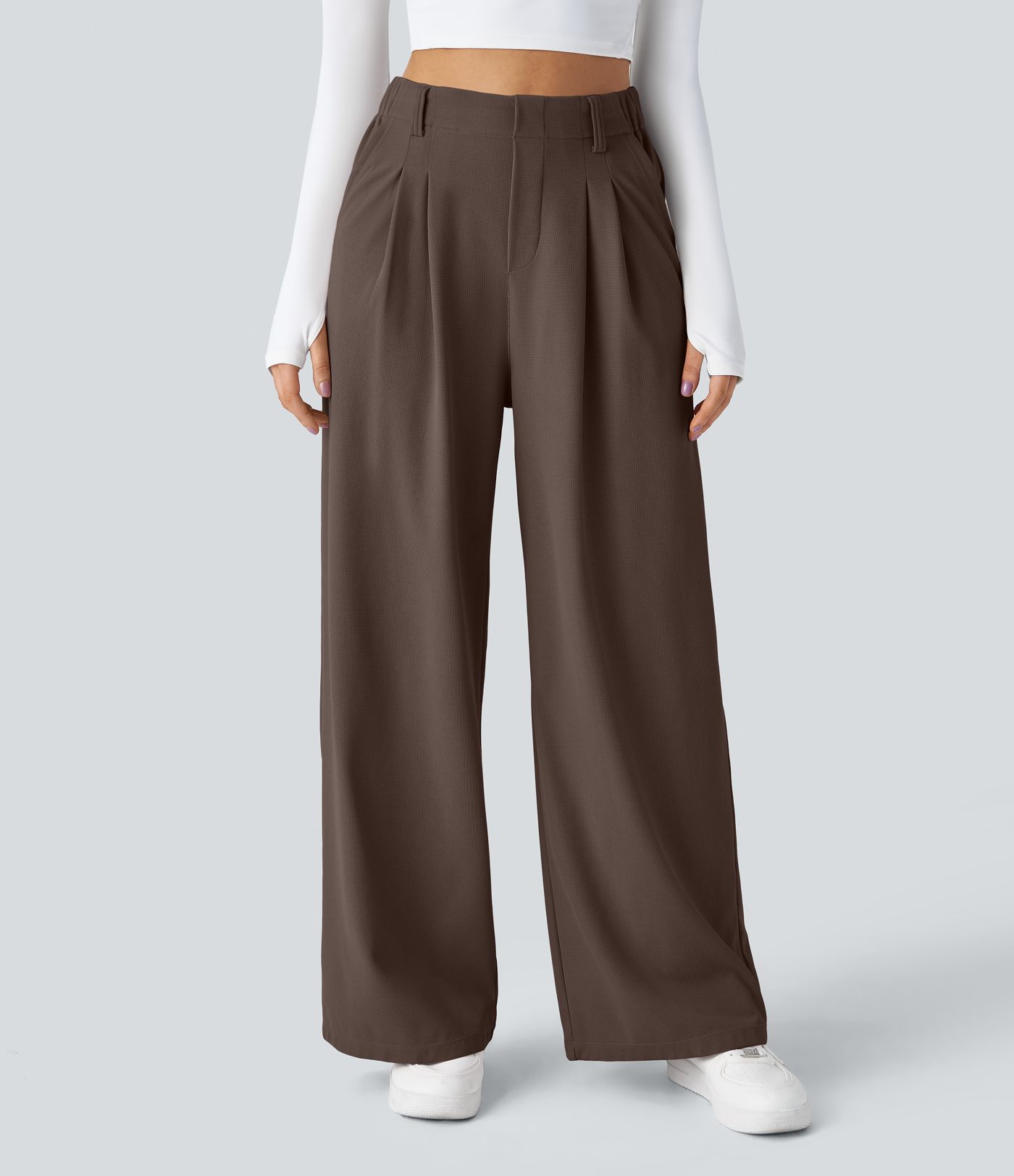 Halara Flex™ High Waisted Pocket Wide Leg Waffle Suit Work Pants