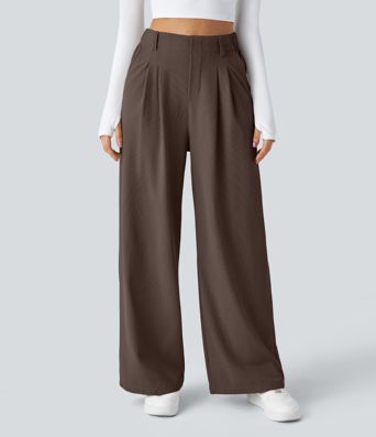 Halara Flex™ High Waisted Pocket Wide Leg Waffle Suit Work Pants