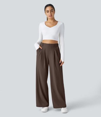 Halara Flex™ High Waisted Pocket Wide Leg Waffle Suit Work Pants